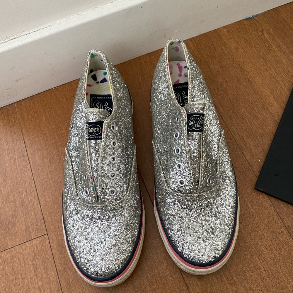 Sperry Wedding Silver Glitter Sneakers